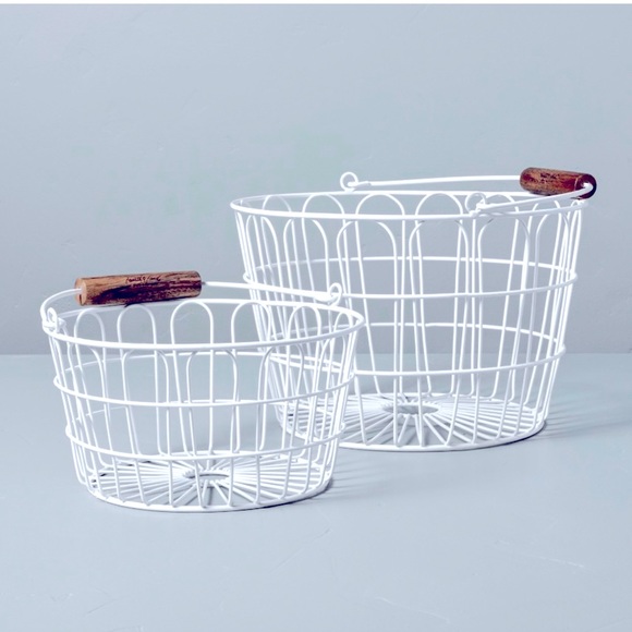 Hearth & Hand Other - Large White Metal/Wood handle Hearth & Hand basket